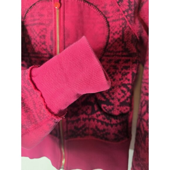 Lululemon Scuba Jacket Special Edition Pink Snowflake Fluffy Hood Full Zip Sz 4 - Picture 13 of 15